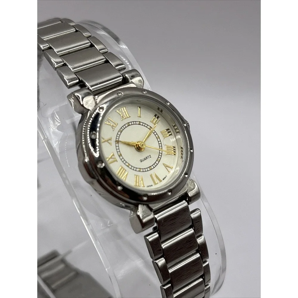 Avon Women's Quartz Watch Silver/Gold Round Dial 24mm Case-‎ New Battery